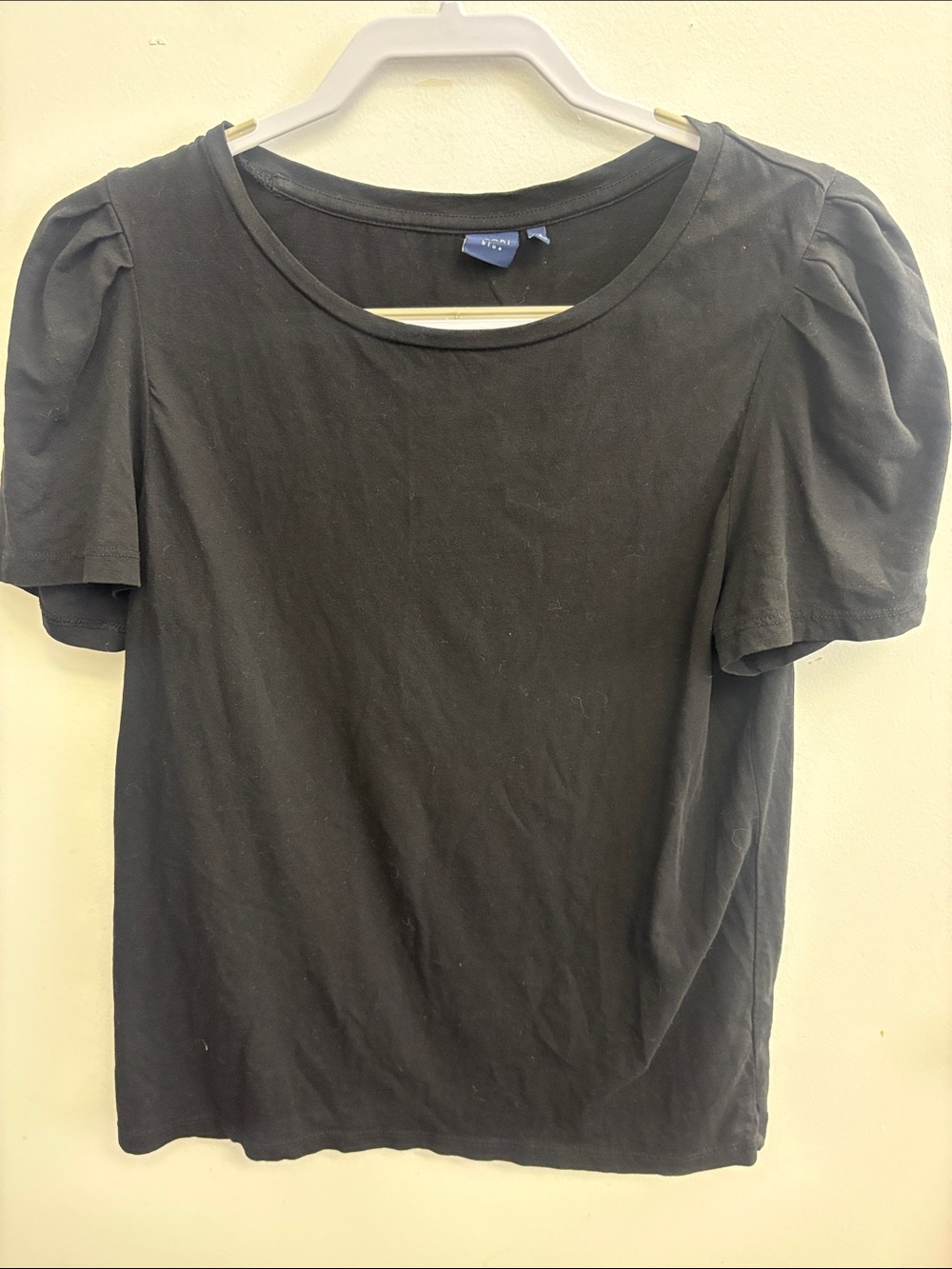 Kaari Blue Black Puff Sleeve Crewneck Tee